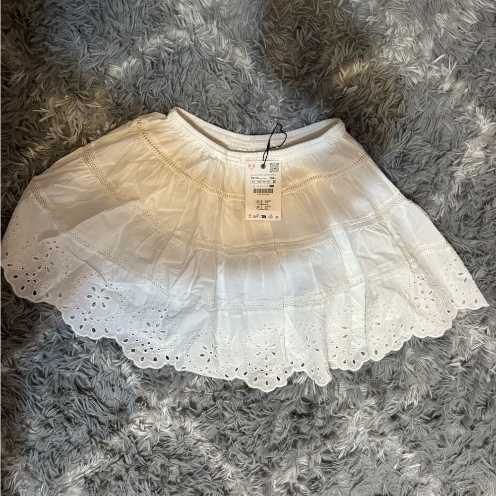Zara White Eyelet Mini Skirt